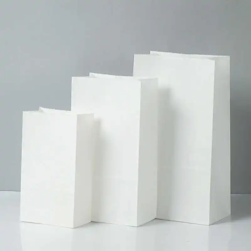 Custom printed logo craft vegetable paperbags supermarket grocery plain brown white kraft hand paper bag without handles