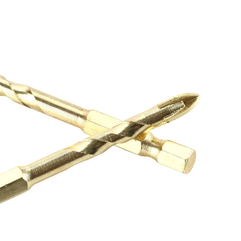 Reaming Short Thread Hexagonal Cross Four-blade Twist Drill Tile Hard Alloy Gold Head