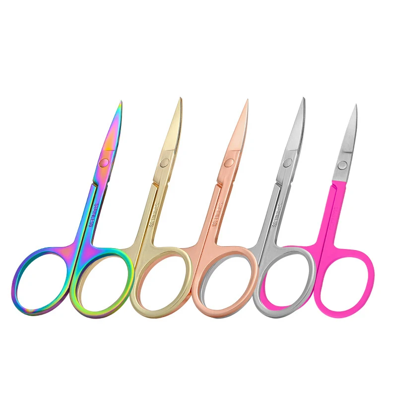 wholesale 1 Pack Stainless Steel Makeup Scissors eyebrow scissors round head elbow pointed professional scissor tool