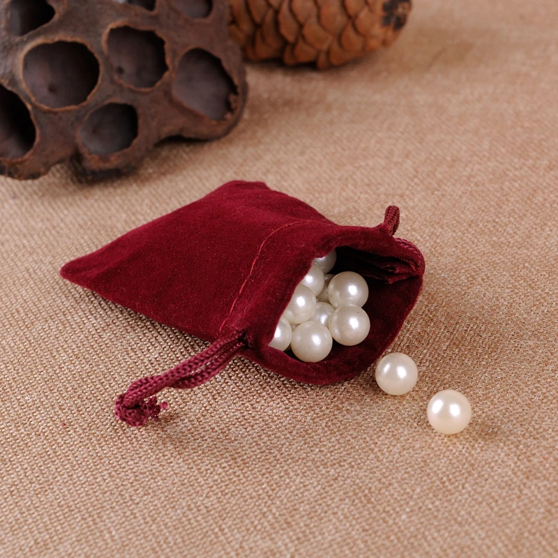 Wholesale Velvet String Bag Jewelry Packing  Drawstring Pouches Wedding Party Gift Bags Mix Colors