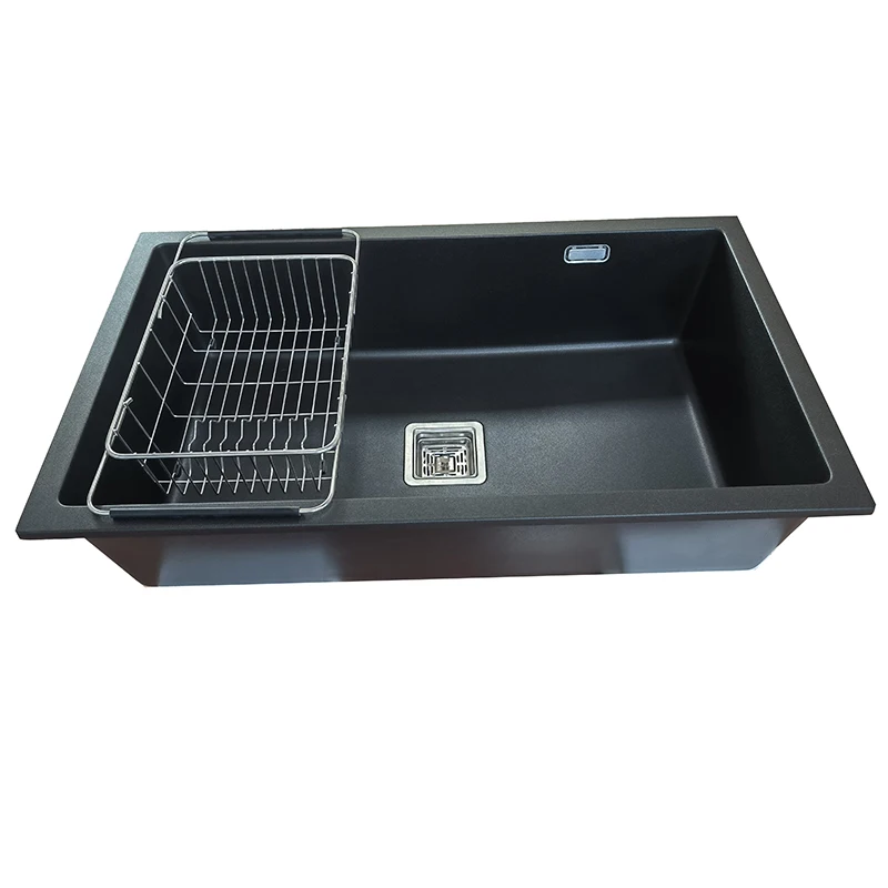 Handmade Black Quartz Stone Smart Multifunction Kitchen Sink