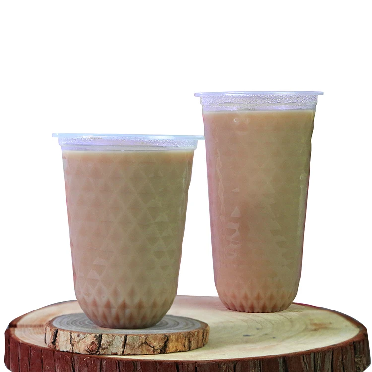  500ml U shape bubble tea cup custom logo milk disposable plastic cups with
