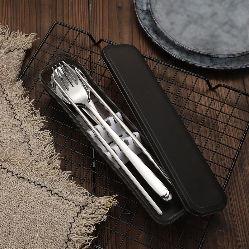 Portable Stainless Steel Cutlery Knife Fork Spoon Chopsticks Straw Travel Camping Flatware Set