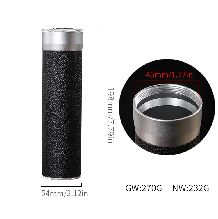 Portable Travel Leather Alloy Metal Cigar Humidor With Cigar Hygrometer Humidifier Cigar Tube