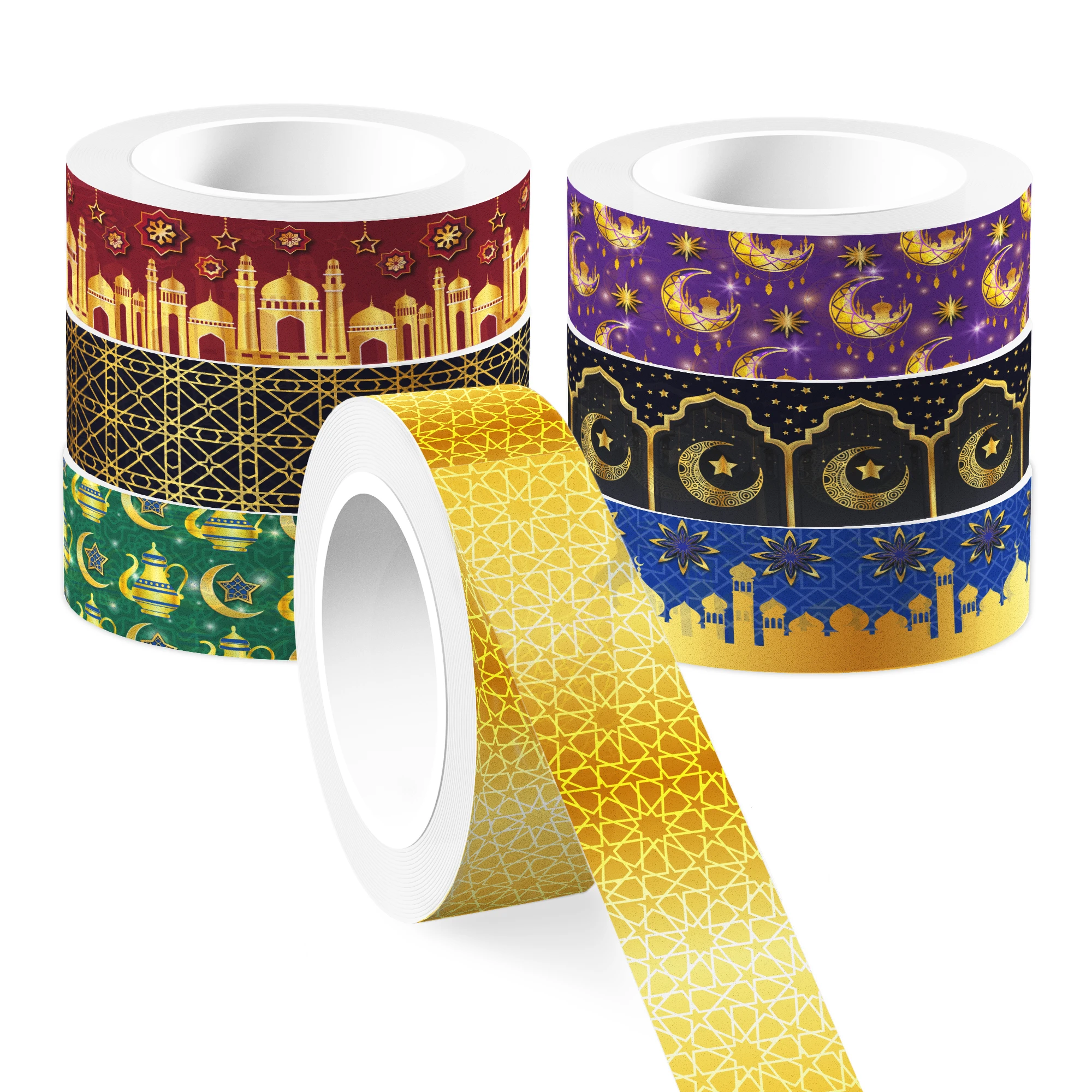 Ramadan Eid Masking Tape Red Congrats Decorative Paper Sticker Washi Tape for Bullet Scrapbook Gift Wrapping DIY Craft