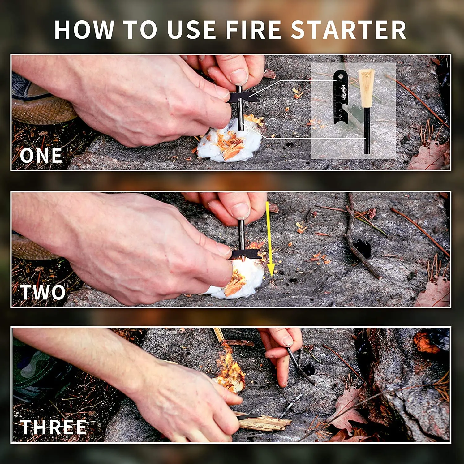 Стартовый набор Fire Starter из кремня и стали с многофункциональным инструментом браслет Паракорда для кемпинга
