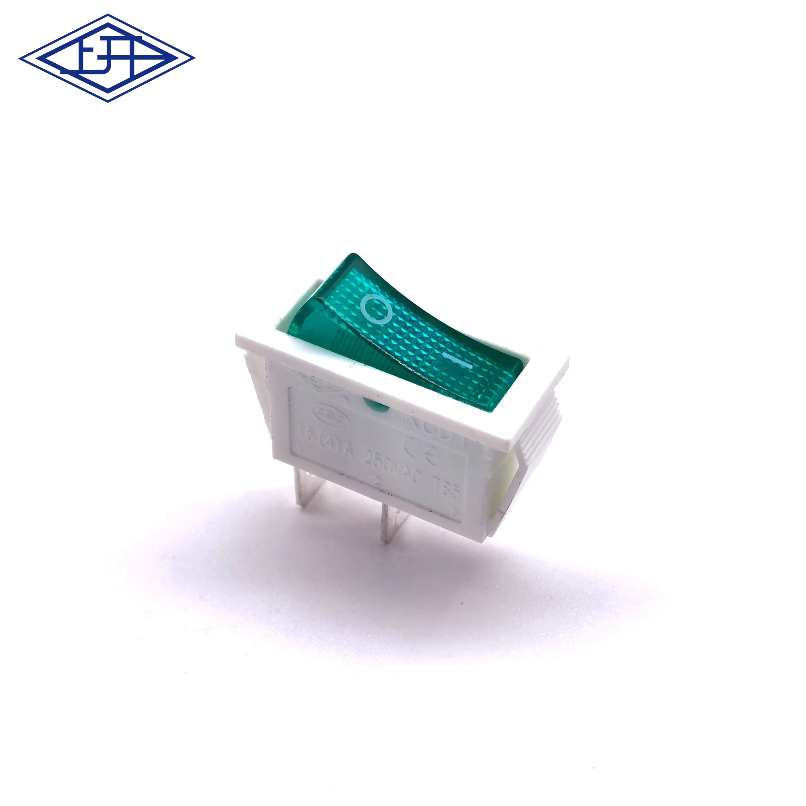 hot sale 16A 250V AC white housing rocker switches with green LED illuminated light