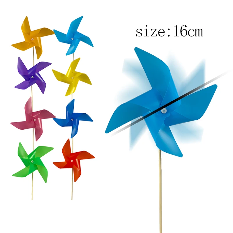 Высокое качество четыре листа красочные детские игрушки ветряная мельница пластиковая садовая вертушка