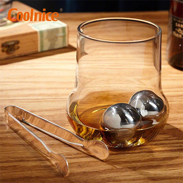 Exclusive Stainless Steel Round Shaped Whiskey Stones Gift Set Reusable Ice Cube Whiskey Stones Cool Gadgets for Whiskey Lovers