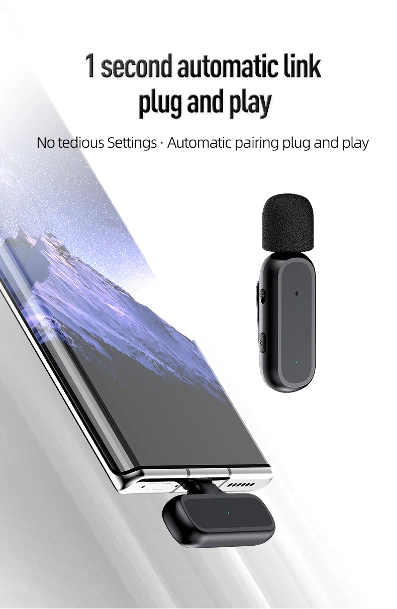 Professionnel Reverberation K60 Wireless Charging Live Microphone Lavalier Audio Video Recording Noise Reduction Mic Microphone