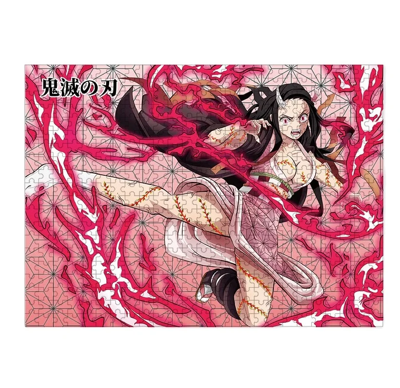 Wholesale Hot Selling Japanese Anime 500 Pieces Ghost Slayer Blade Nedouzi Wooden Jigsaw Puzzle Toys Adult Jigsaw Toys