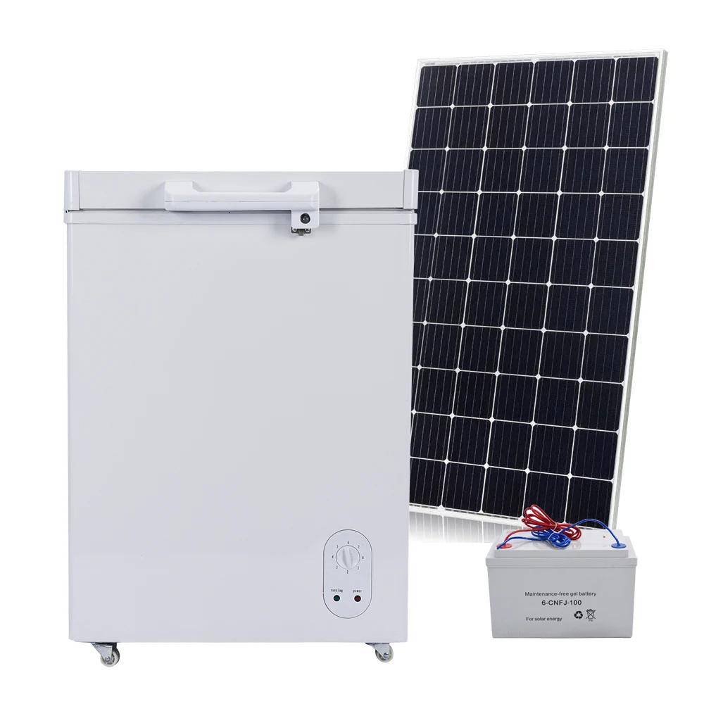 Hot Selling 108L 12V/24V Solar Chest Freezer DC-Powered with Gel Battery Solar Panel Compressor Control and Display Cooler