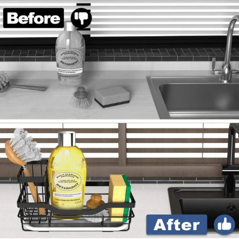 Kitchen storage rack perforation-free storage rack household rag dish cloth sponge drain rack wall hanging sink storage holder