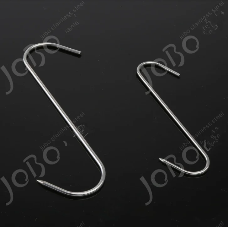 10Pcs Long Pointed S Hooks Rack Butcher Meat Stainless Steel Hanger 12/15cm Kitchen Hooks