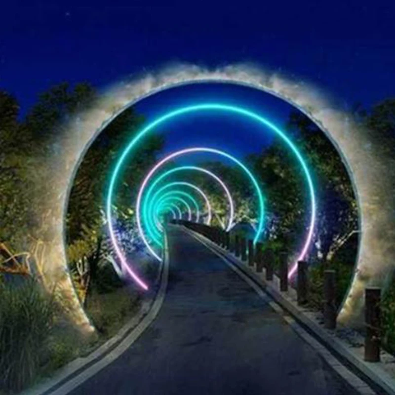 Hot sales outdoor street Arch Decoration 3D Arch Motif Light Water mist arch