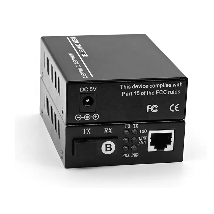 1 Port SC Optical 10/100Mbps Single Mode MM 1310/1550nm 2KM Optic Network Switch 1 Pair AB Single Fiber Media converter
