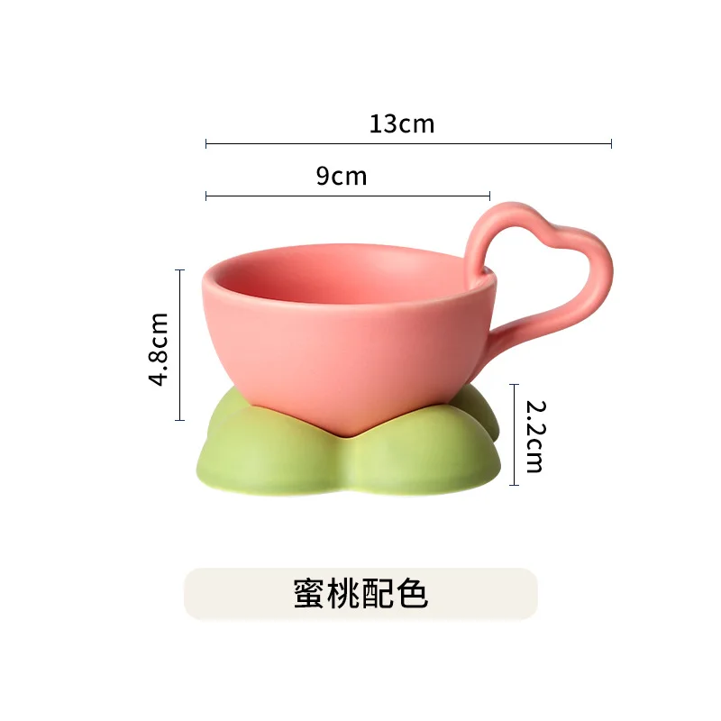 korean cute heart shaped mug ceramic breakfast coffee cup and saucer set