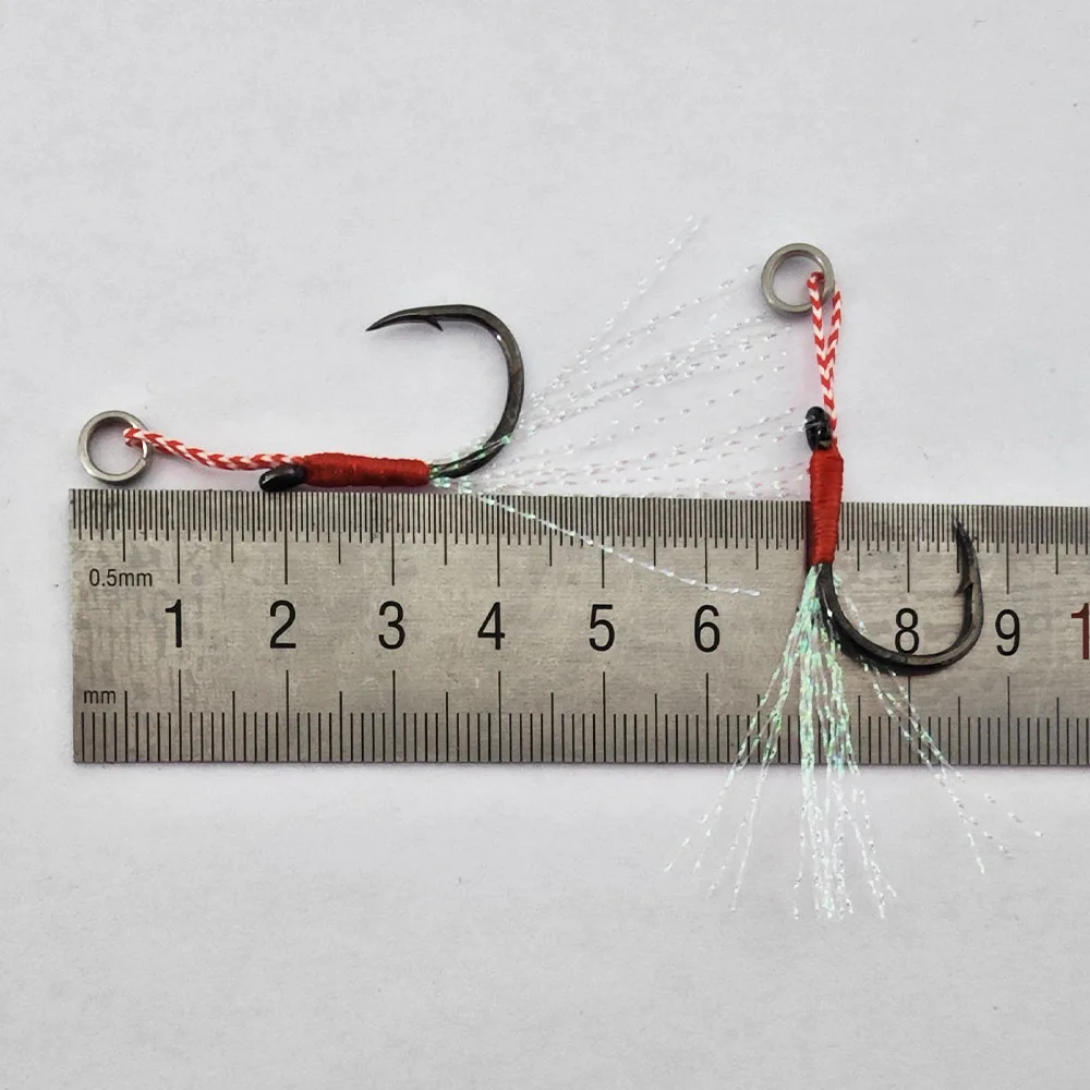 Alpha Assist jig Hook 10#-20# black stainless steel with bright silk fishing bait hook