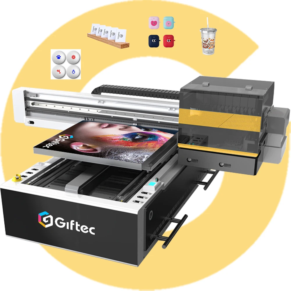 Giftec Многофункциональный УФ-принтер 9060 с двойной головкой I3200u1 A1 Автоматическая цифровая машина логотипом из золотой фольги