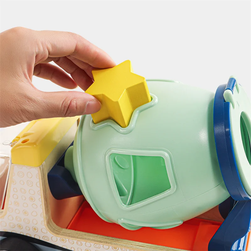 Topbright New Kids Beech Wood Car Toys Colorful Counting Blocks Shape Match Educational Toys For Baby