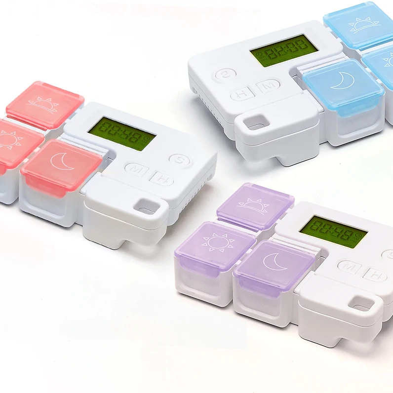 Electronic Digit Medicine Reminder With 3 Compartments Detachable Portable Alarm Pill Box Timer