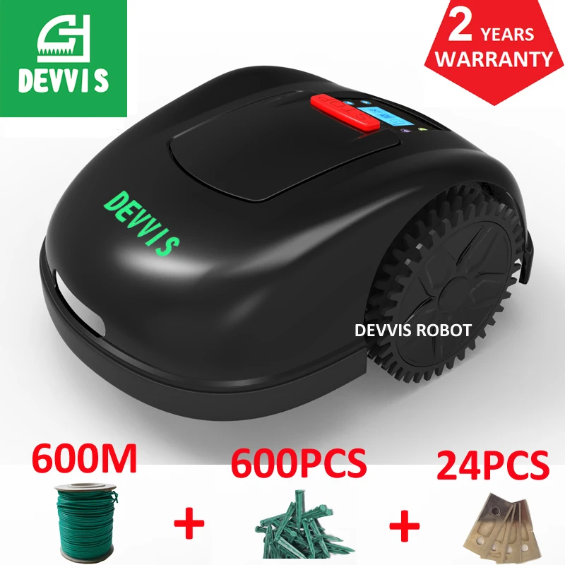 Робот-газонокосилка для большой лужайки 3600smq DEVVIS E1600T с литиевой батареей 15 6 А/х проводом 600 м Колышками шт. лезвием 24
