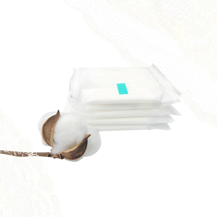 Cheap Factory price female cotton Sanitary towels brands Free sample Sanitary pads with green and silver ion chip pads OEM