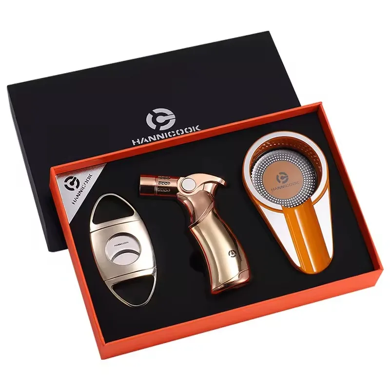 Luxury High Quality Cigar Accessories gift Set Cutter Lighter Ashtray And Cigar Box Opener Cigar Kit Set