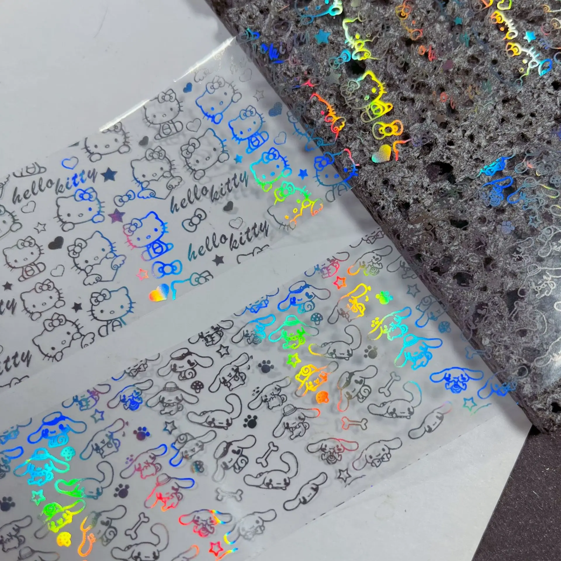 1 box summer new nail art French sweet cool Kawaii cutout 3D cartoon Kitty little White dog Transfer Foil Paper Set