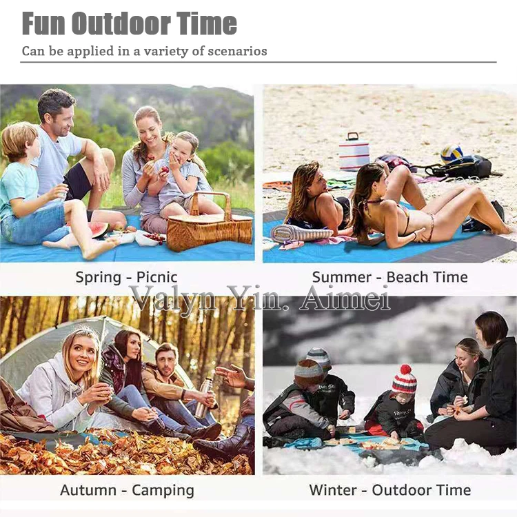 Wholesale Oem Custom Logo Portable Sand Free Foldable Waterproof Camping Beach Mat Durable Sand Proof Beach Blanket