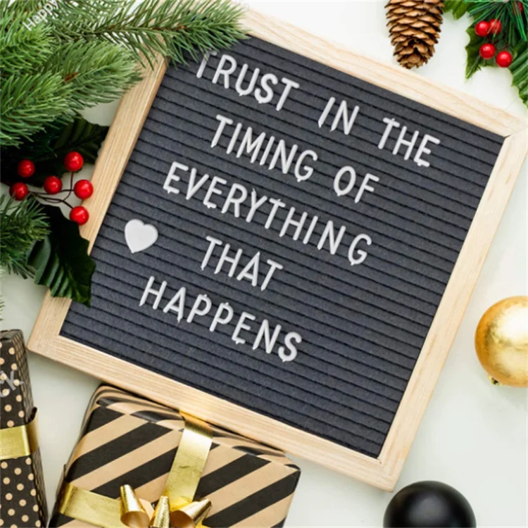 Changeable Message Board, Felt Letter Board with Wood Stand &Wall Hook, Including 460 Precut White Plastic Letters