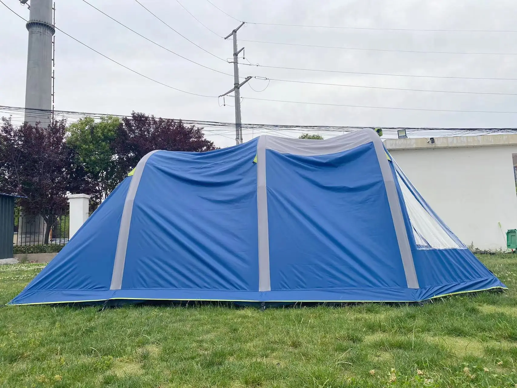 OEM 3 season outdoor waterproof big air pole  3 person 1 room camping tunnel inflatable tent