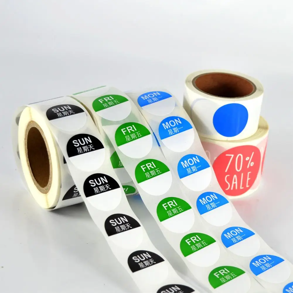 Custom days of week sticker planner label roll