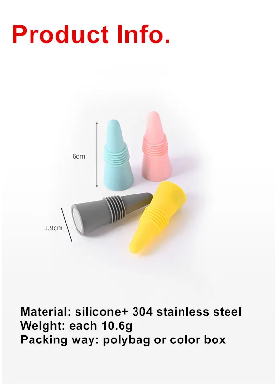 4 Pack Wine Stoppers Beverage Bottle Sealer Silicone Wine Bottle Stoppers Corks with Grip Top for Keeping Wine Champagne Fresh