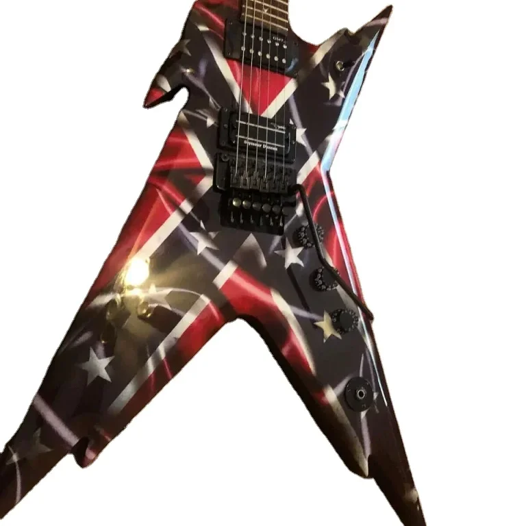 Hand Work Dimebag Darrell Razorback Rebe Red Electric Guitar Floyd Rose Tremolo Dime Razor Inlay Tuners Black Hardware