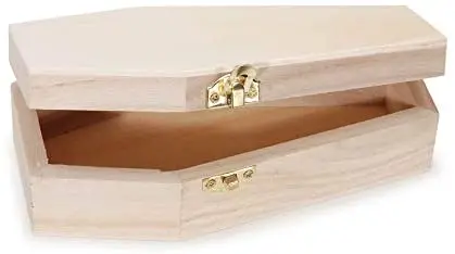 Ecofriendly Miniature Unfinished Natural Wood Craft Coffin Box with Hinged Lids Wooden Funeral Coffins for Halloween Parties