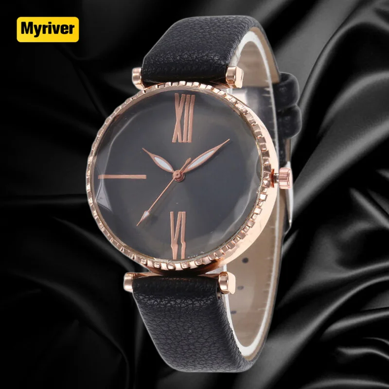 Myriver Wholesale Price Small Moq Leather Fashion Beautiful Dress Women Wrist Watch Decorative Fancy Lady Watches For Women