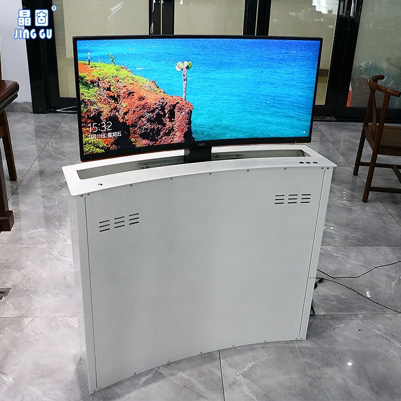 JGST Upgrade Remote Control Customized Flip Up Computer Monitor screen Lift Curved LCD lift For Video Conference System