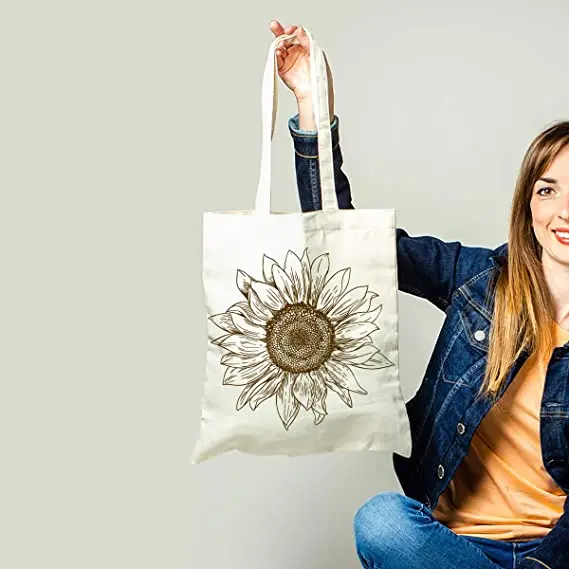 Personalized Custom Printed Logo Cotton Canvas Tote Bags Promotional Reusable Plain Blank Shopping Bags