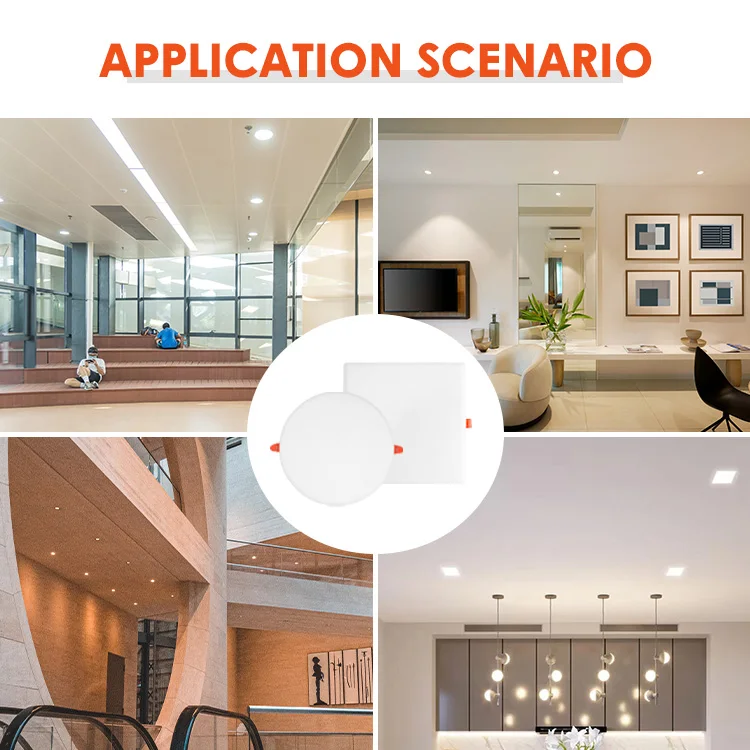 Ushine Indoor Commercial Lighting Square Round Aluminum Recessed Ceiling Slim LED Panel Light