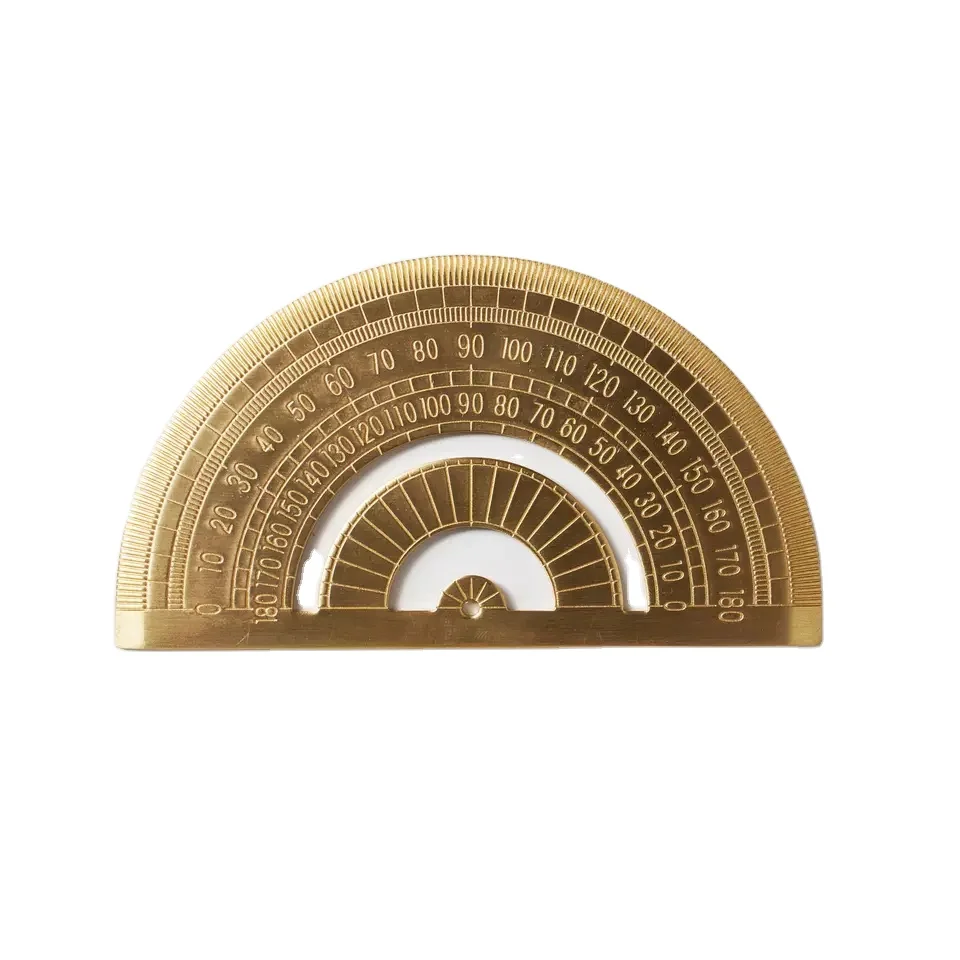 Brass Stationary Degree Standard Protractor Ruler Angle Measure Tool Math Gift for Students and Children