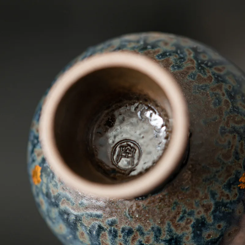 Old Rock Clay Xiangyun Goblet Silver Gilded High Foot Master Cup Bronze Glaze Ceramic Teaware Tea Cup Tea Bowl