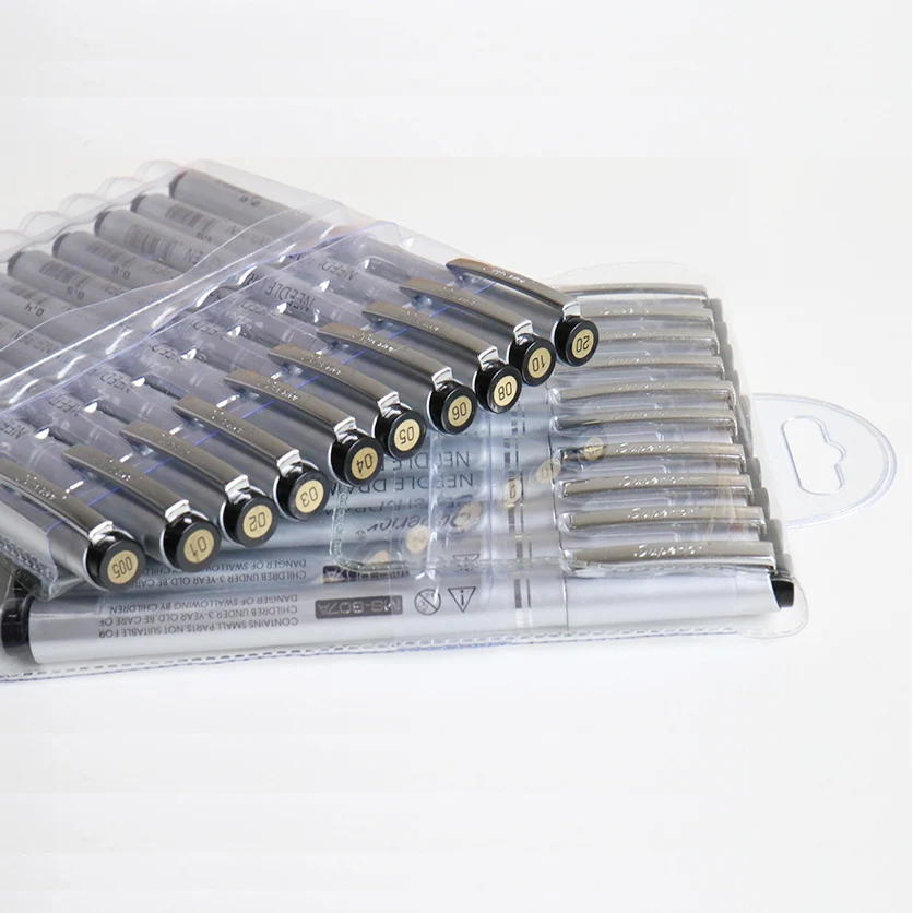 Superior Sliver Appearance Finliner Drawing Pen MS-807A 4pcs/8pcs/10pcs Set With Waterproof Pigment Ink