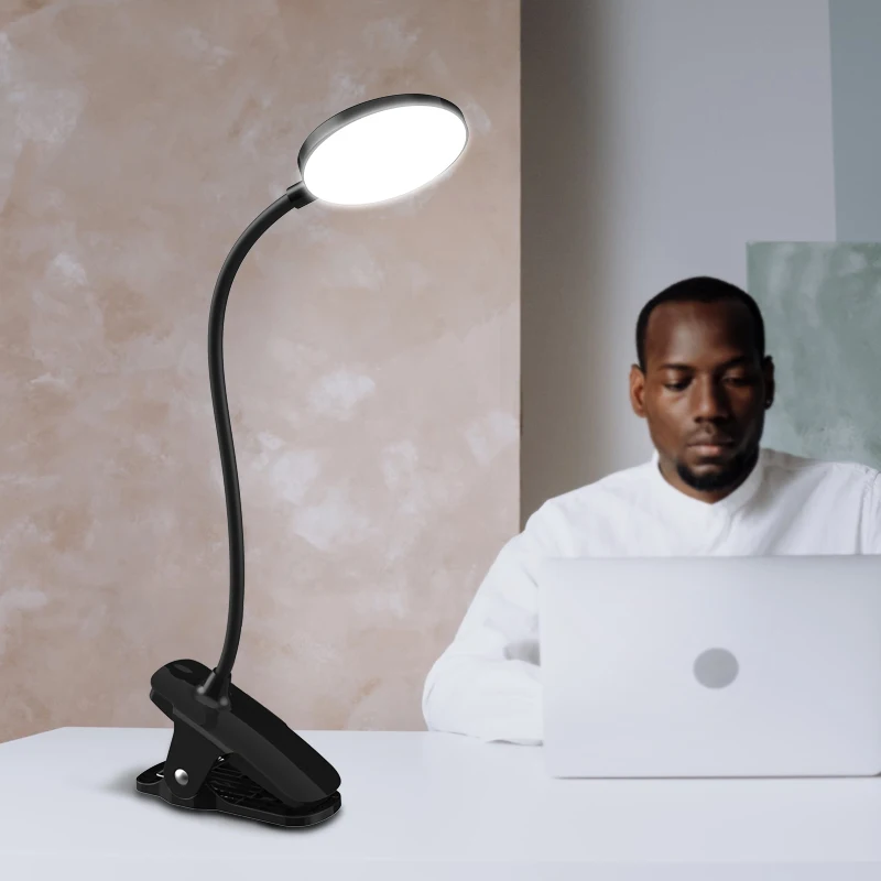 USB Rechargeable LED Touch 3 Modes Clip-On Desk Lamp Eye-Care Desk Lamp