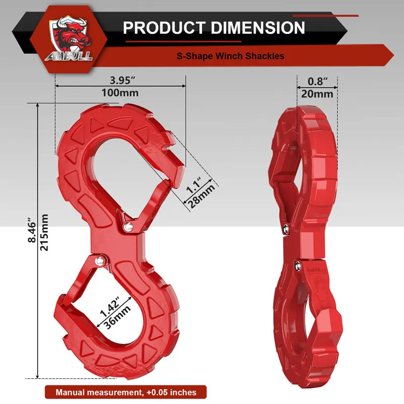 Ambull Alloy Steel Customized Heavy Duty Unity 4x4 Offroad Auto Part 23800lbs Winch Line Cable Hook Winch Flat Hook For Car