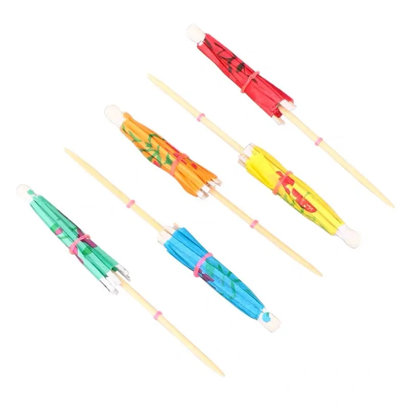 Wholesale Wood Bamboo Colorful Cocktail Umbrella Toothpicks Flag picks Sticks For Cakes