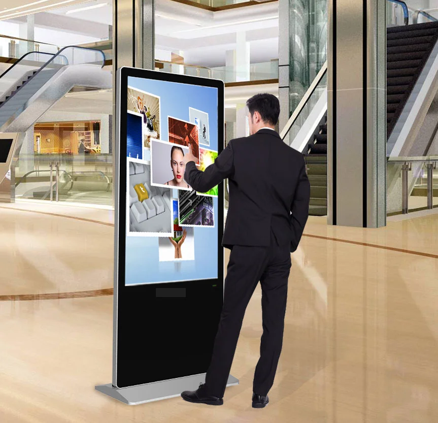 U-Touch 43 50 55 65 дюймов напольная Интерактивная ЖК-панель Цифровой информационный дисплей все в одном ПК сенсорный экран киоск