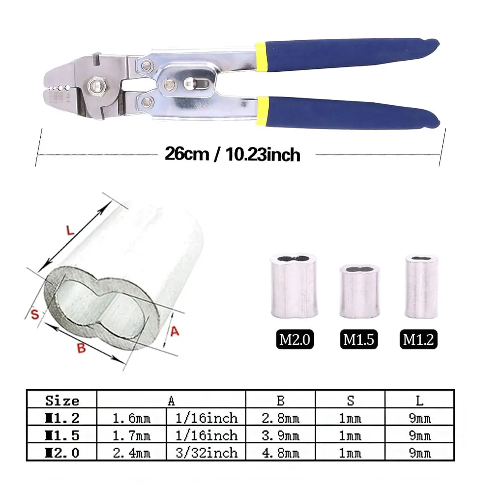 Crimping Plier Wire Rope Swager Crimpers Fishing Plier 260mm Wire Rope Crimping Tool WX-711