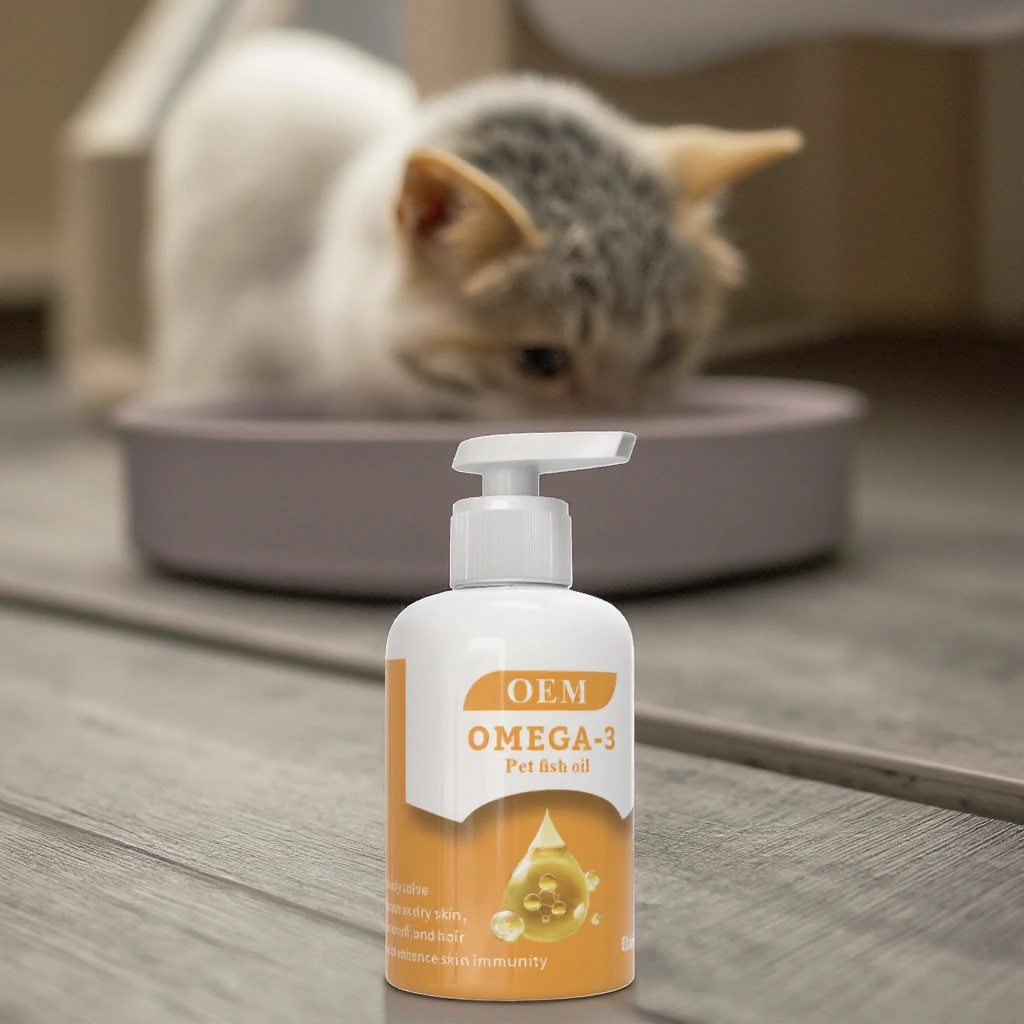 OEM 250ml Natural Liquid Omega 3 Pet Salmon Fish Oil Bulk Human Grade Pure Wild Alaskan Salmon Oil for Dogs and Cats