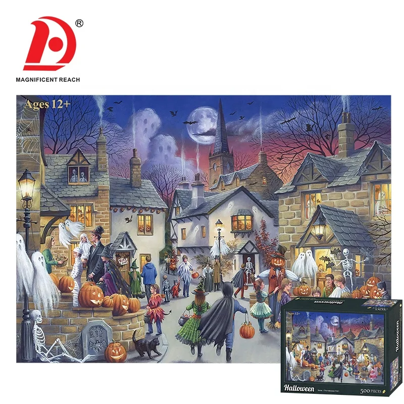 HUADA 2023 Shantou Custom Cardboard Puzzle Novelty Halloween Gift Toy 500 Piece Jigsaw Puzzle For Kids